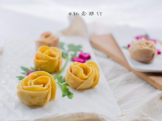 双色玫瑰花饺子,美美哒
