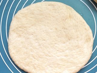 黑麦面包（海绵酵头）,取一个面团，用掌根稍按扁，翻面。