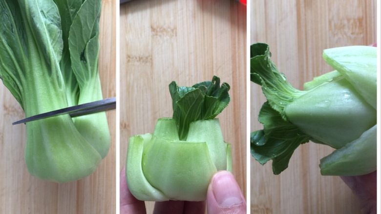 翡翠卷,小白菜用剪刀剪成一个花形