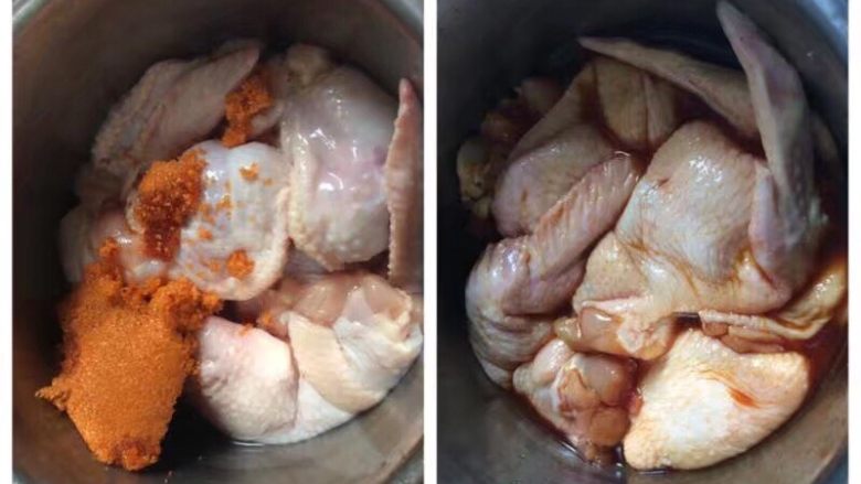 鸡翅包饭,然后倒入半包奥尔良鸡粉拌匀，加保鲜膜，放冰箱冷藏腌两个小时以上，入味（不是冷冻哦）