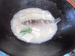 鲫鱼豆腐汤,最后调入盐即可出锅，奶白奶白的汤很鲜哟。