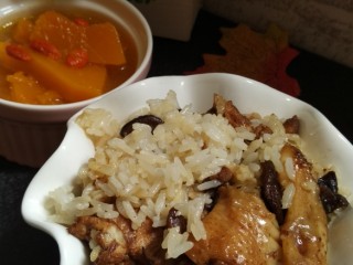 鸡肉香菇饭+南瓜枸杞汤