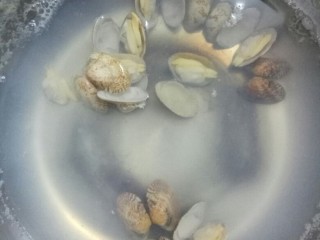 用心的大杂烩,水沸腾放花蛤，使其全开壳