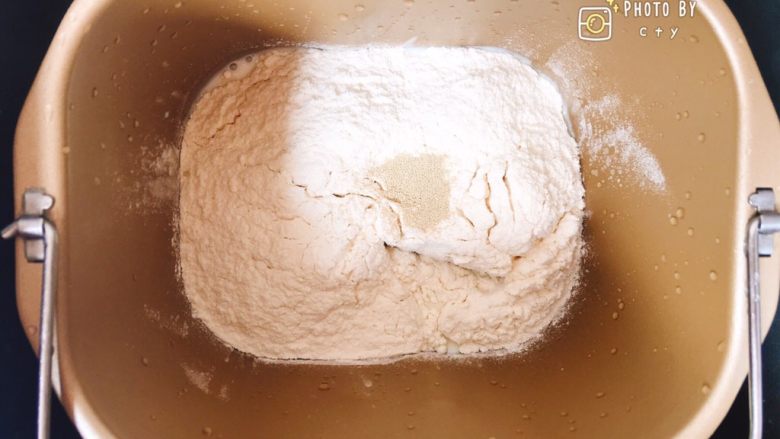 椰香四溢的软绵绵椰蓉面包,依次将<a style='color:red;display:inline-block;' href='/shicai/ 148214'>冰牛奶</a>、盐、糖、鸡蛋、面包粉、干酵母倒入面包机桶内，和面15分钟。