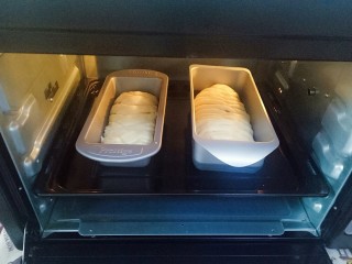 辫子面包,编好后收紧头和尾，然后将面包胚移到模具中，放入烤箱发酵40分钟左右