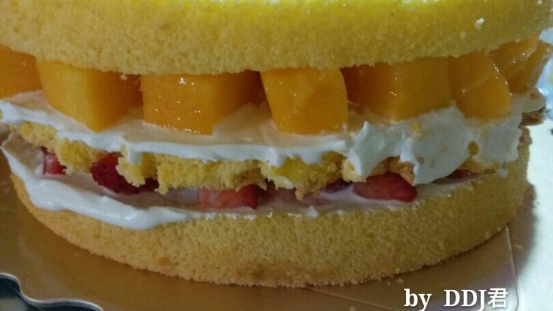 水果奶油生日蛋糕,侧面图