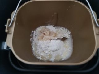 彩色蛋黄酥,1.水油皮材料全部放入面包桶揉面