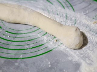 香菇豆沙包,发酵好的面团排气，就是随意揉，揉到刀切切口没有孔洞就可以了
