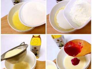 高颜值鸡蛋卷,鸡蛋打散加入面粉、奶粉搅匀过筛