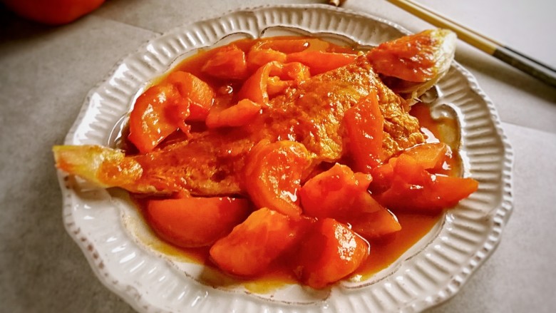 番茄焖红衫鱼,成品。