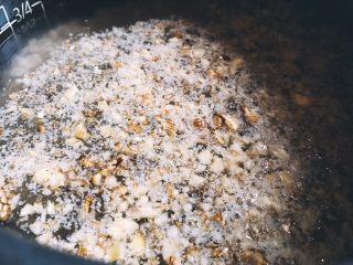 小森林系·温暖醇香的糙米核桃饭,浸泡好后，我们把捣碎的核桃全部倒进煮饭锅