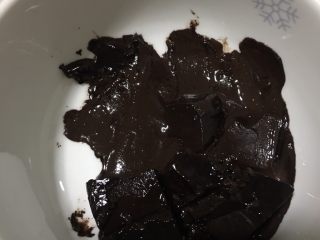 巧克力冰淇淋,黑巧克力用微波炉叮融化。