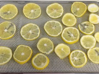 果蔬干,把切好的柠檬片铺在烤网上。