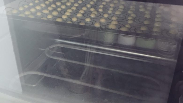 蛋黄溶豆,放入烤箱，上下火110度，20分钟
