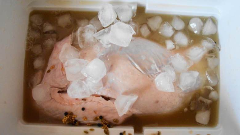 感恩节火鸡,小火鸡 在冰箱的冷藏格中解冻3天。