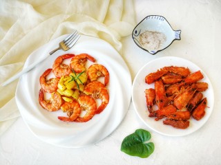 鲜香蒜爆土豆虾+焦香椒盐虾头~(一虾两吃不浪费)