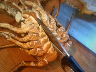 龙虾泡饭,剪刀剪开