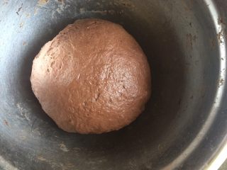 简单麻薯欧包,盖上保鲜膜，放到温暖的地方发酵一小时左右，大概两倍大，面团中间戳个洞，不回缩就好了，千万别发过头。