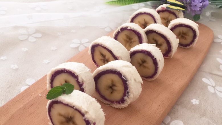 #甜味#香蕉紫薯卷,甜甜的，来一个😋