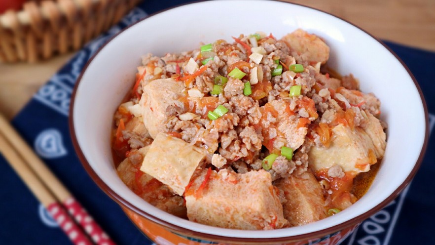 吃豆腐+茄汁肉末冻豆腐