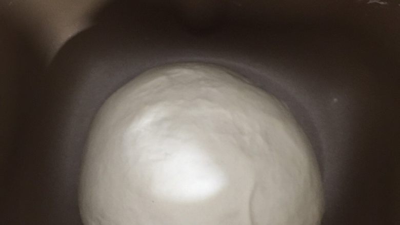 云朵蘑菇包,慢慢收圆放进面包机桶内开始进行基础发酵，因为我面包机刚工作过有温度所以我一发30分钟
