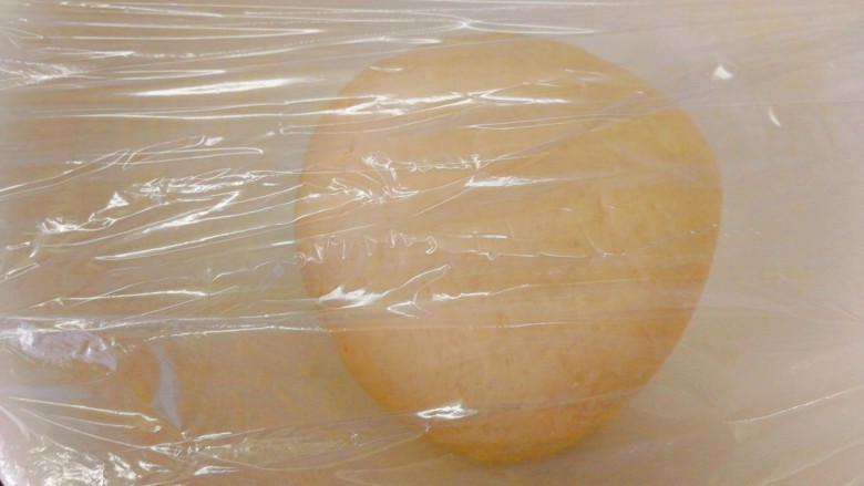 鸡蛋大肉包子,揉至光滑面团包上保鲜膜进行发酵