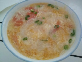 一碗汤＋西红柿鸡蛋疙瘩汤,葱花可以换成香菜，蒜苗，都别有风味哦！