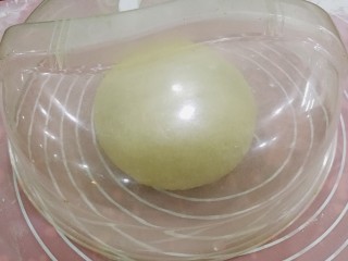 椰蓉麻花面包,把面团揉成表面光滑的球状，盖上密封罩或保鲜膜，松弛20分钟。
