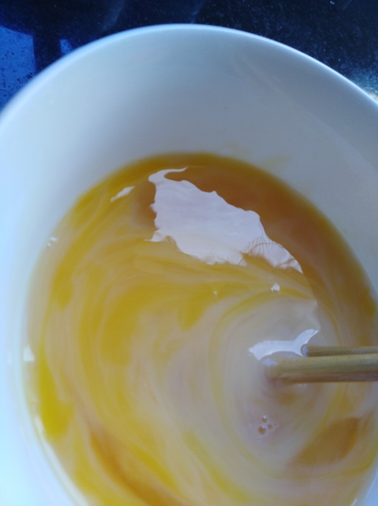 香蔥炒蛋。（白菜）,用筷子或者攪拌機。