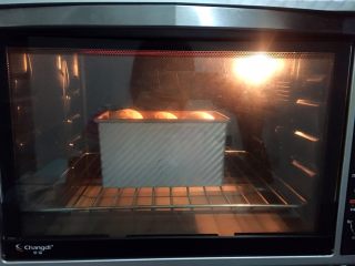 原味吐司,放进预热好的烤箱，上火90度，下火165度，下层40分钟（上色满意后加盖锡纸直至烤完）