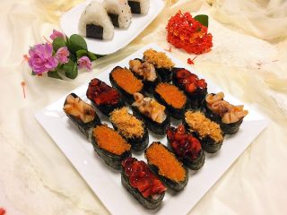 美味的军舰寿司🍣、三角饭团🍙
（附：寿司醋做法）,美美的成品图！