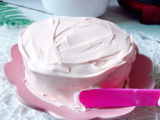 粉红少女心蛋糕,最后，全身均匀涂抹淡奶油
