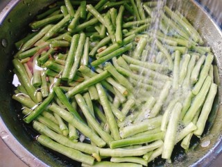 绿色美食+干煸豆角,去头尾，折小段，洗净