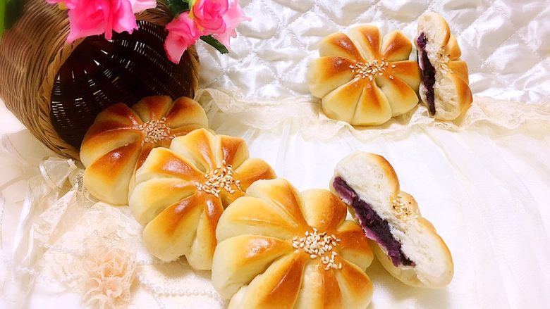 紫薯香芋花朵包,美美哒成品图！