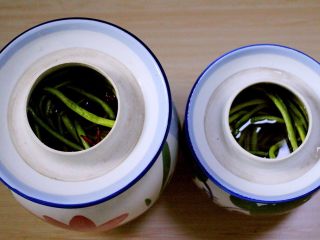 绿色美食+自制酸豆角,把所有的豆角都放入罐罐里面、记住豆角一定要漫过调料水哟、也可以用一根筷子夹住、这样豆角就不会飘上来了