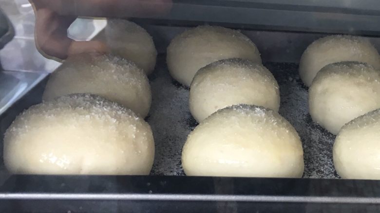 牛奶椰蓉小面包,烤箱上下火预热180度，烤20分钟（前15分钟放在中层、表面上色后移到中下层继续烘烤）
