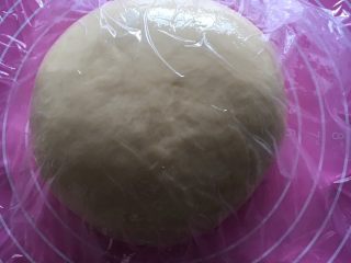 飘香乳酪手撕面包,滚圆面团盖保鲜膜发酵