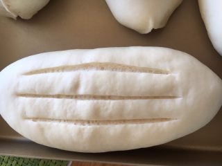 #家有烤箱#炼乳哈斯面包,发到两倍大，表面用刀浅浅的割三刀