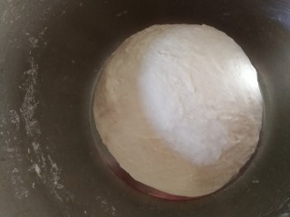 中式点心+钱袋白菜肉包,在用手揉出面团，放到温暖处发酵。