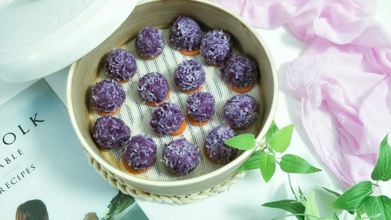 骨汤小火锅&紫薯糯米丸,紫薯糯米丸子