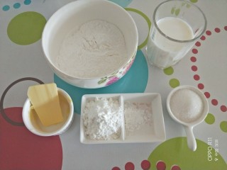 抹茶麻薯软欧,发酵面团的时候准备麻薯部分，糯米粉，玉米淀粉，糖，牛奶，黄油