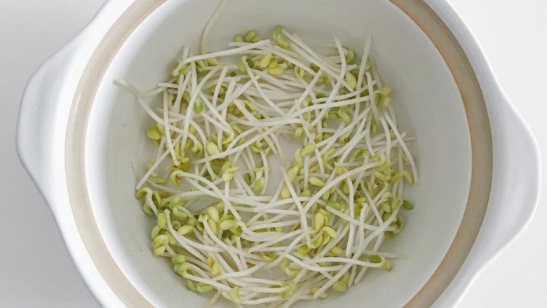 宝宝辅食：蔬菜高汤,食材处理三：码蔬菜锅

砂锅底部铺上一层黄豆芽