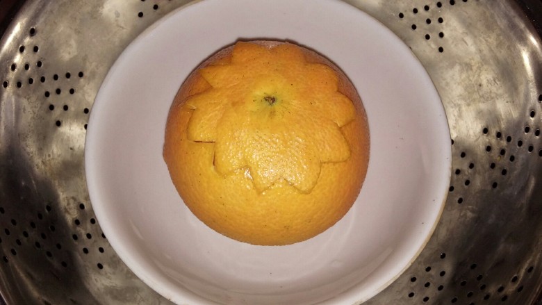 香橙蒸蛋,上锅蒸15分钟