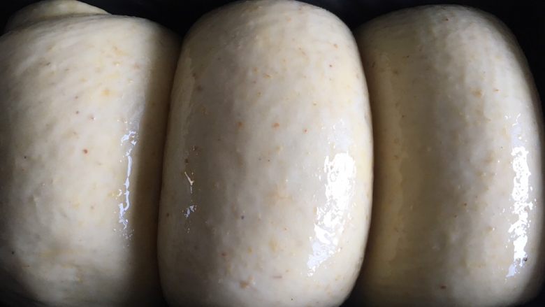 麦麸炼乳吐司,进行二次发酵，发至9分满