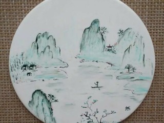 那些日子做过的餐盘画,桂林山水甲天下。