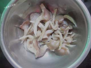 炸平菇,把煮好的平菇用手挤出水