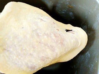 最爱面包+南瓜欧包（枸杞奶酪馅）,我揉到这种状态就停止了，感觉做欧包，并不加油和蛋，是不会像土司膜那样结实的