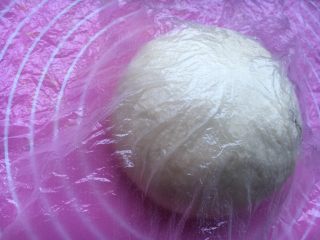 #最爱面包#椰蓉焦糖炼奶酱面包,滚圆面团盖保鲜膜，静置40分钟