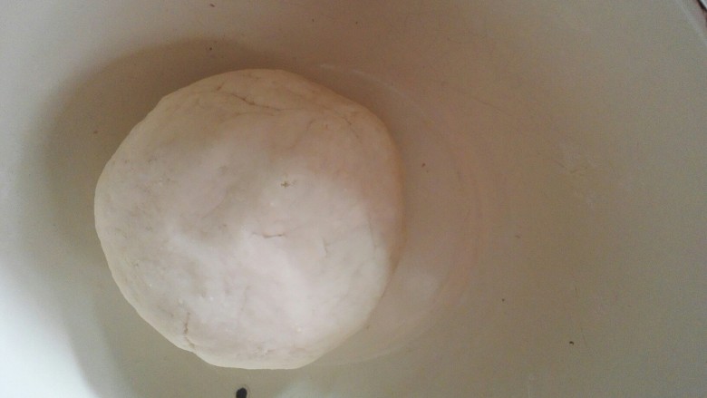 萝卜丝饼,揉成稍软的面团，盖上湿布放一小时左右（时间放越长面团韧性越好）。