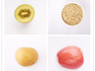 水果糙米粥,水果我选的是猕猴桃、苹果和梨，你也可以根据自己的喜好选择哟